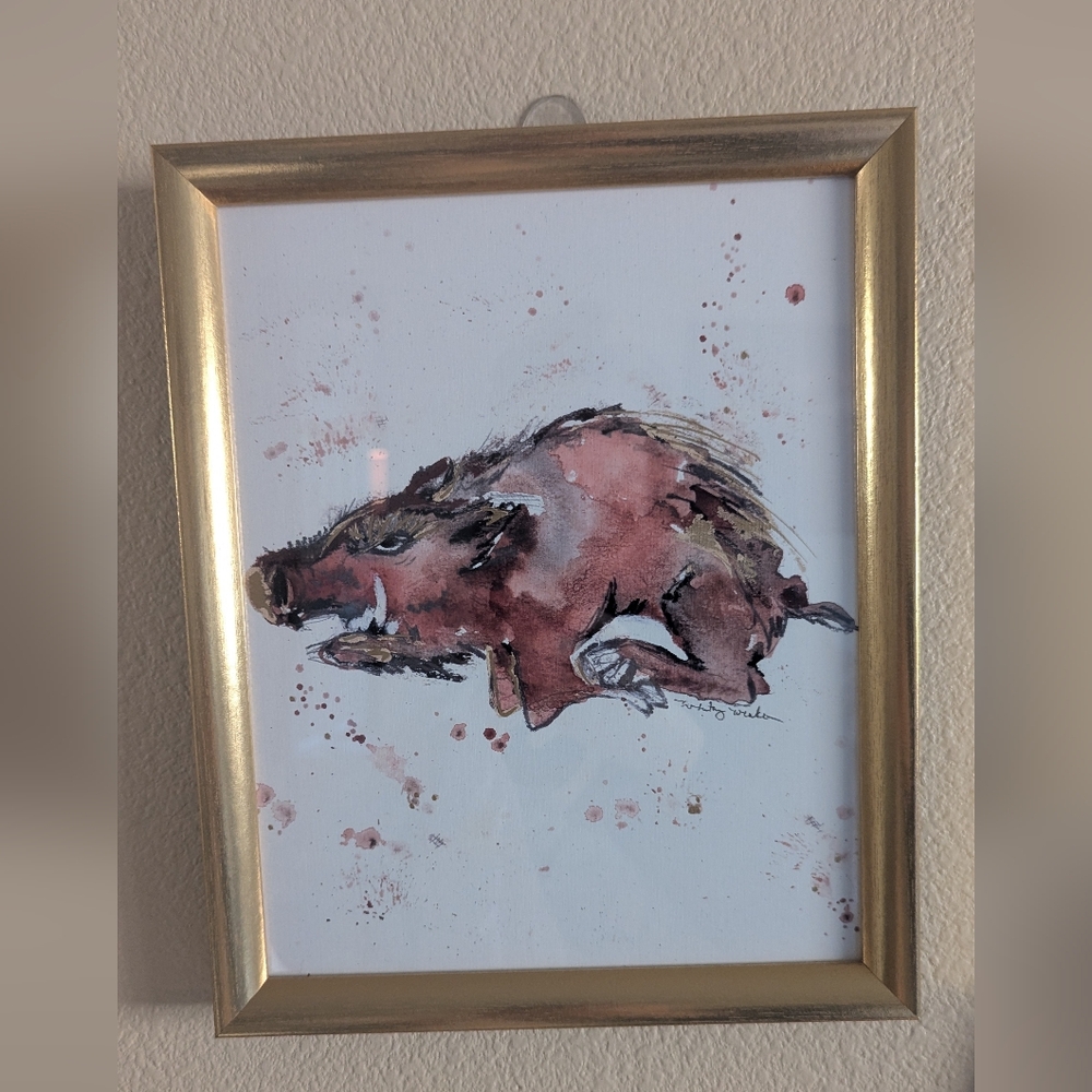 Arkansas Razorback Print | Gold Frame